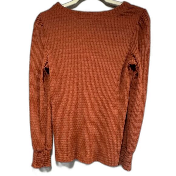 Ann Taylor & Loft Bundle - Navy Plaid Blazer & Burnt Orange Waffle Knit Top - SM - Picture 5 of 8